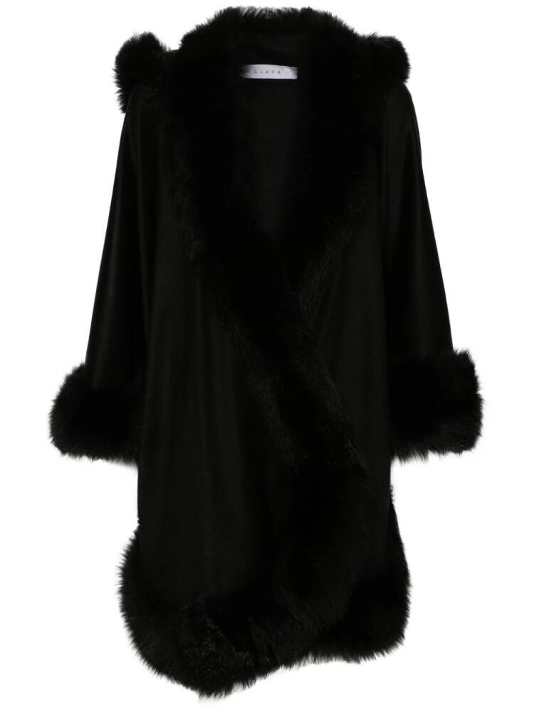 Liska shearling-trim hooded cape - Black Cover