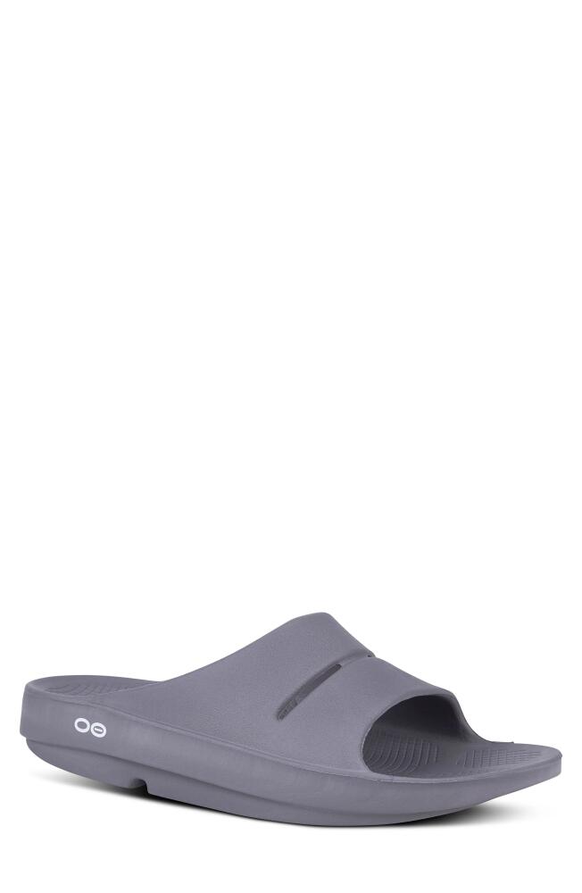 Oofos OOahh Slide Sandal in Slate Cover