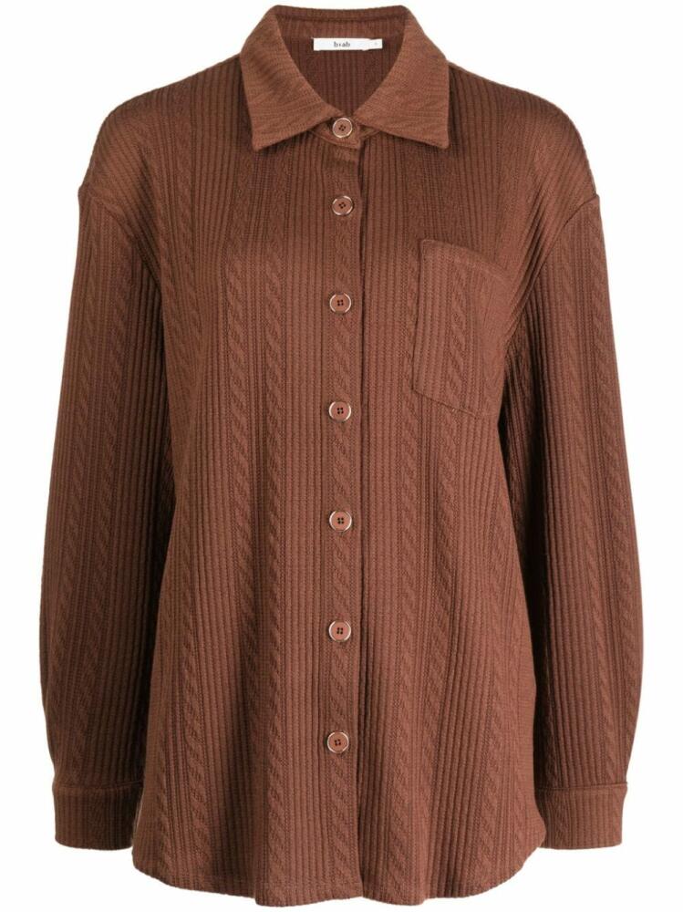 b+ab cable-knit textured-finish shirt - Brown Cover