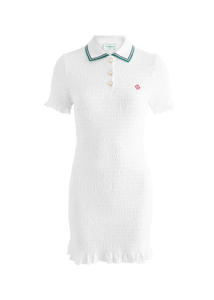 Casablanca Ruffled Smocked Mini Polo Dress - White Cover