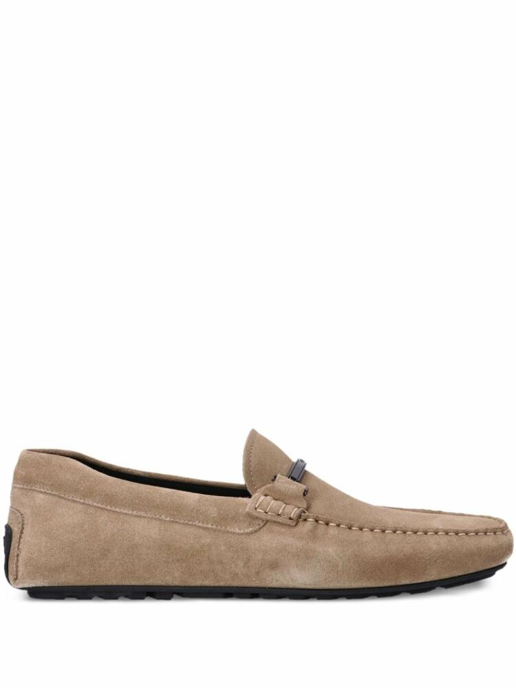 BOSS branded-hardware suede loafers - Brown Cover