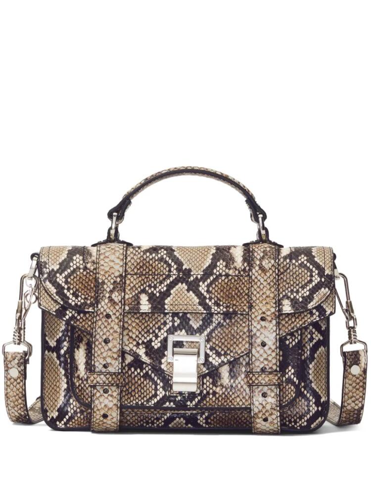 Proenza Schouler PS1 Tiny snakeskin-print crossbody bag - Brown Cover