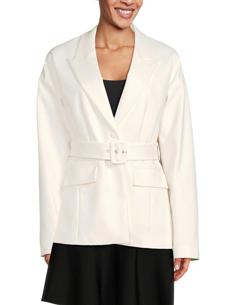 BCBGMAXAZRIA Women's Belted Blazer Jacket - Gardenia Cover