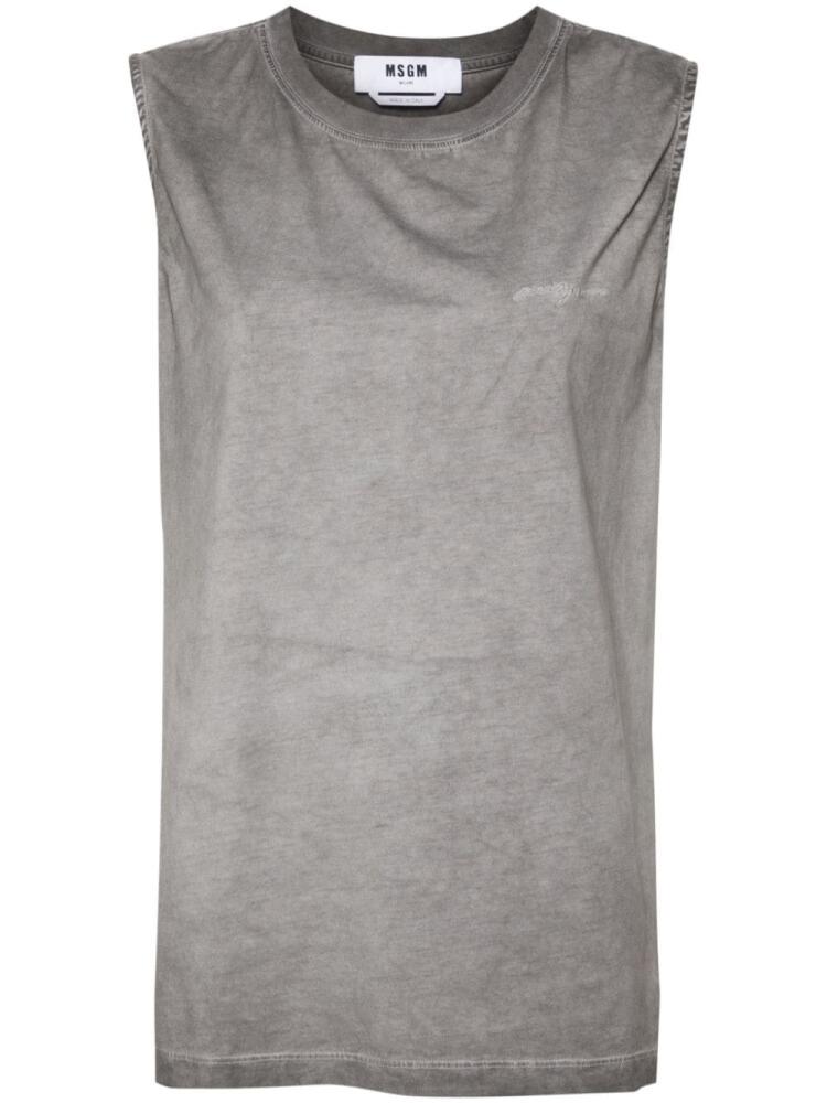 MSGM embroidered-logo tank top - Grey Cover