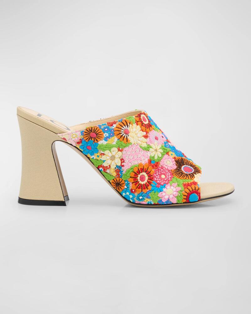 Loewe Calle Floral Embroidered Mule Sandals Cover