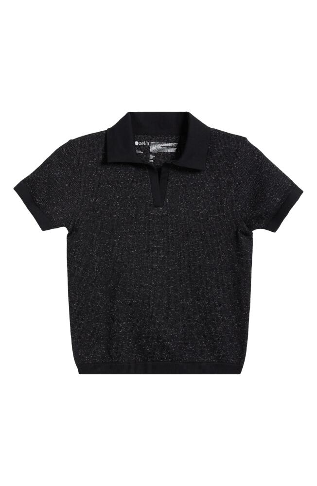 Zella Play Through Seamless Rib Polo in Black Cover