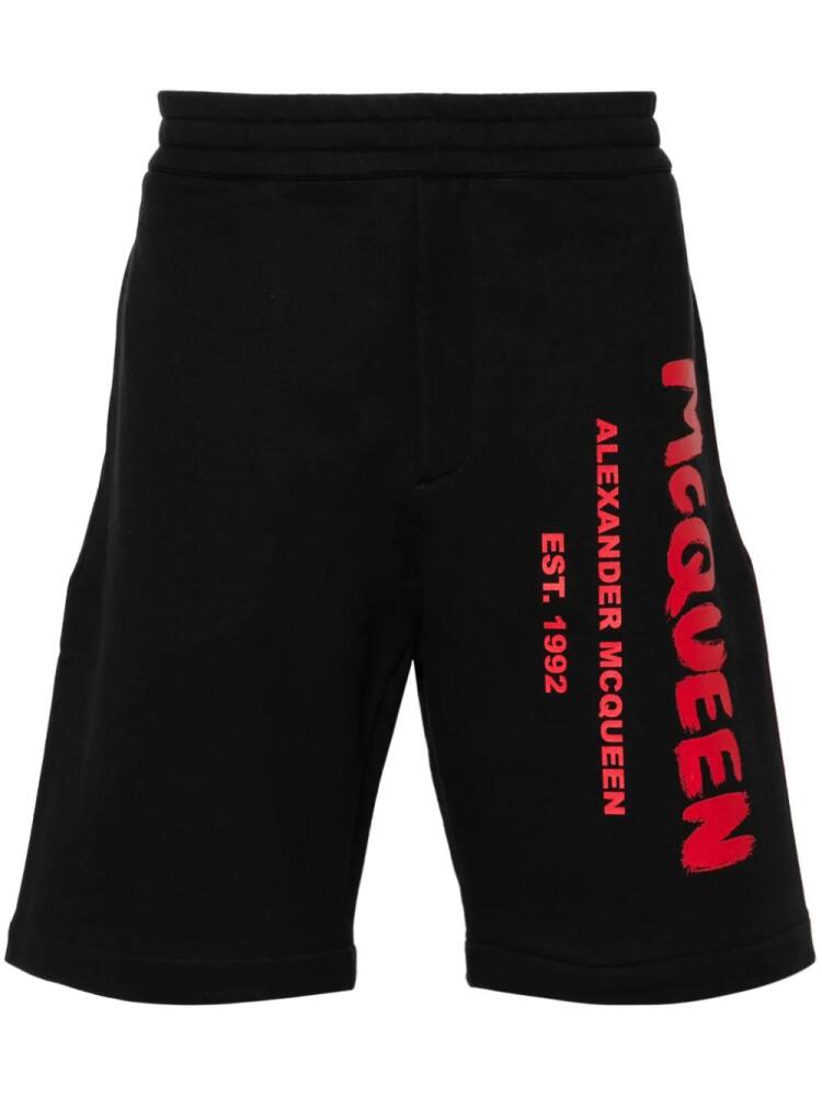 Alexander McQueen logo-print cotton shorts - Black Cover