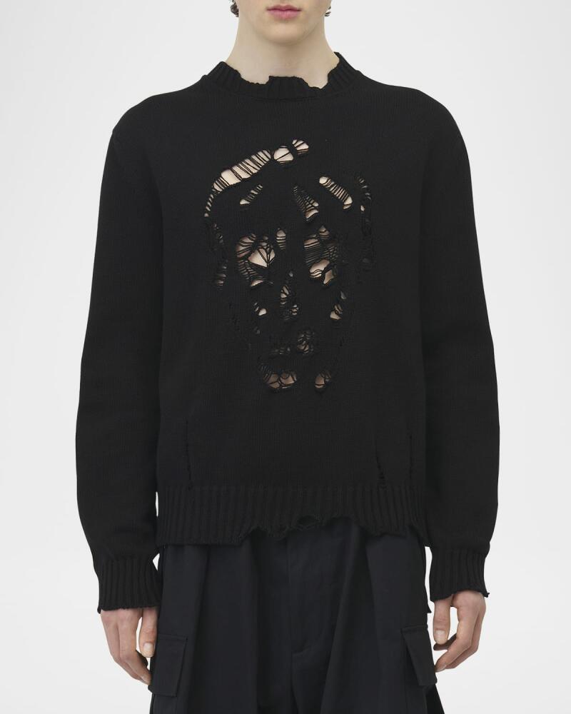 Alexander McQueen Men's Distressed Skull Sweater Cover