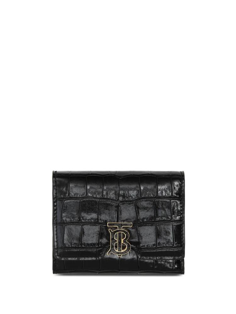 Burberry embossed-leather TB wallet - Black Cover