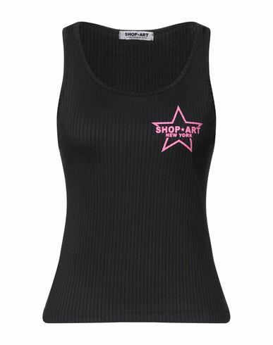 Shop ★ Art Woman Tank top Black Polyester, Elastane Cover