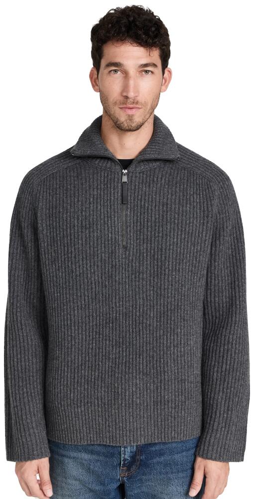 SIMKHAI Henry Raglan Half Zip Cashmere Sweater Charcoal Melange Cover