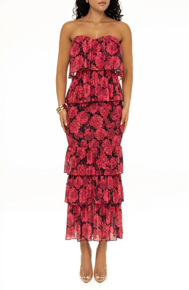 JLUXLABEL Casablanca Floral Tiered Ruffle Dress in Pink Cover