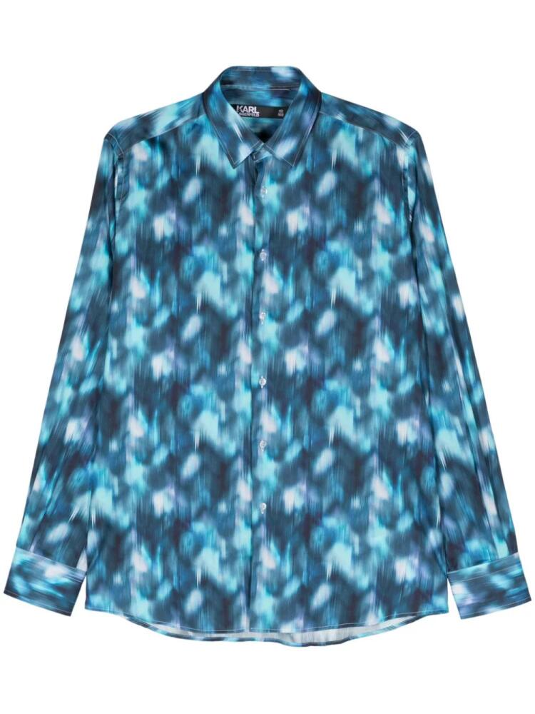 Karl Lagerfeld watercolour-print cotton shirt - Blue Cover