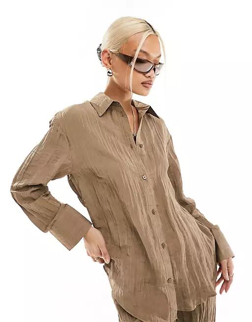 ONLY textured shirt in light brown - part of a set Cover