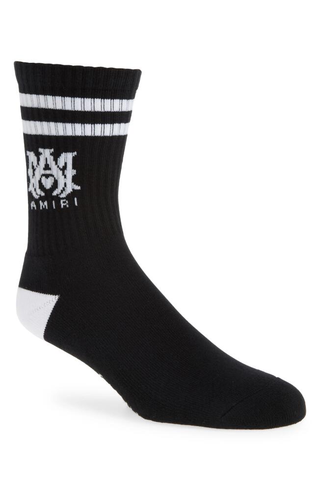 AMIRI Monogram Core Logo Crew Socks in Black White Cover