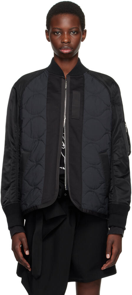 sacai Black & Navy Quilted Bomber Jacket Cover