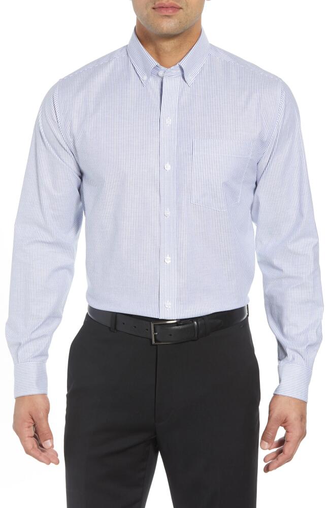 Cutter & Buck Classic Fit Stripe Stretch Oxford Shirt in French Blue Cover