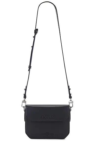 Amiri Nappa Leather Flap Crossbody Bag in Black Cover