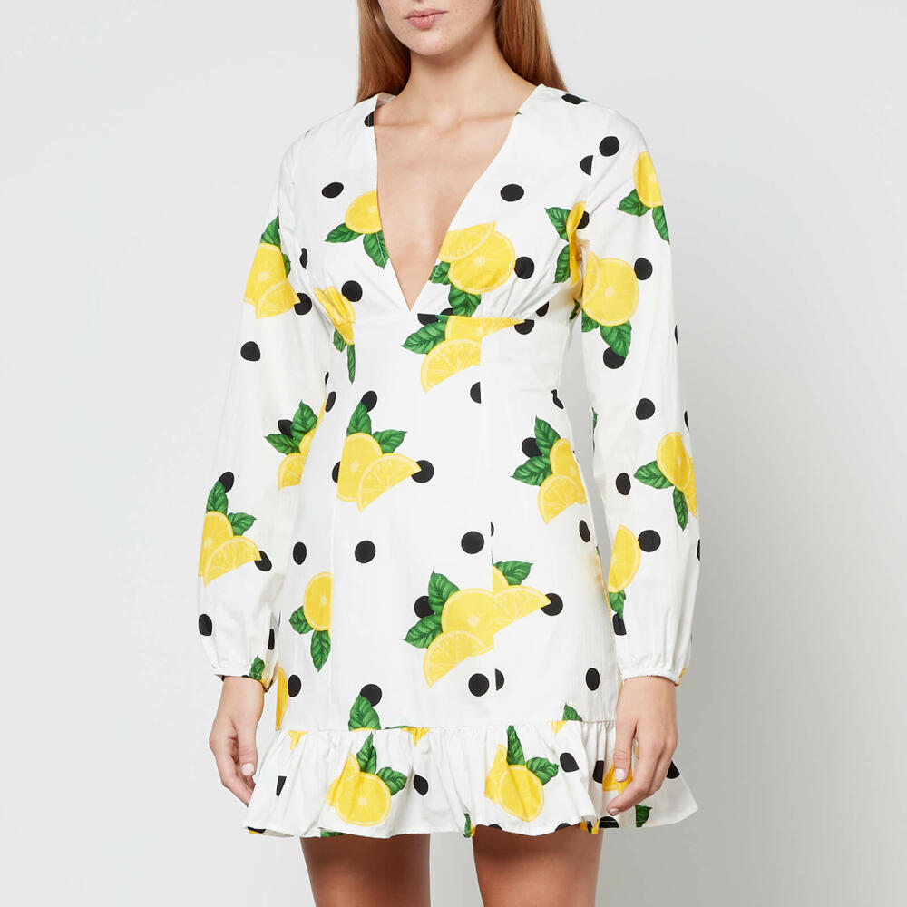 Never Fully Dressed Lemon Cha Cha Printed Cotton-Poplin Mini Dress Cover