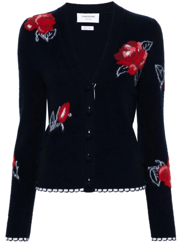 Thom Browne Rose intarsia-knit cardigan - Blue Cover