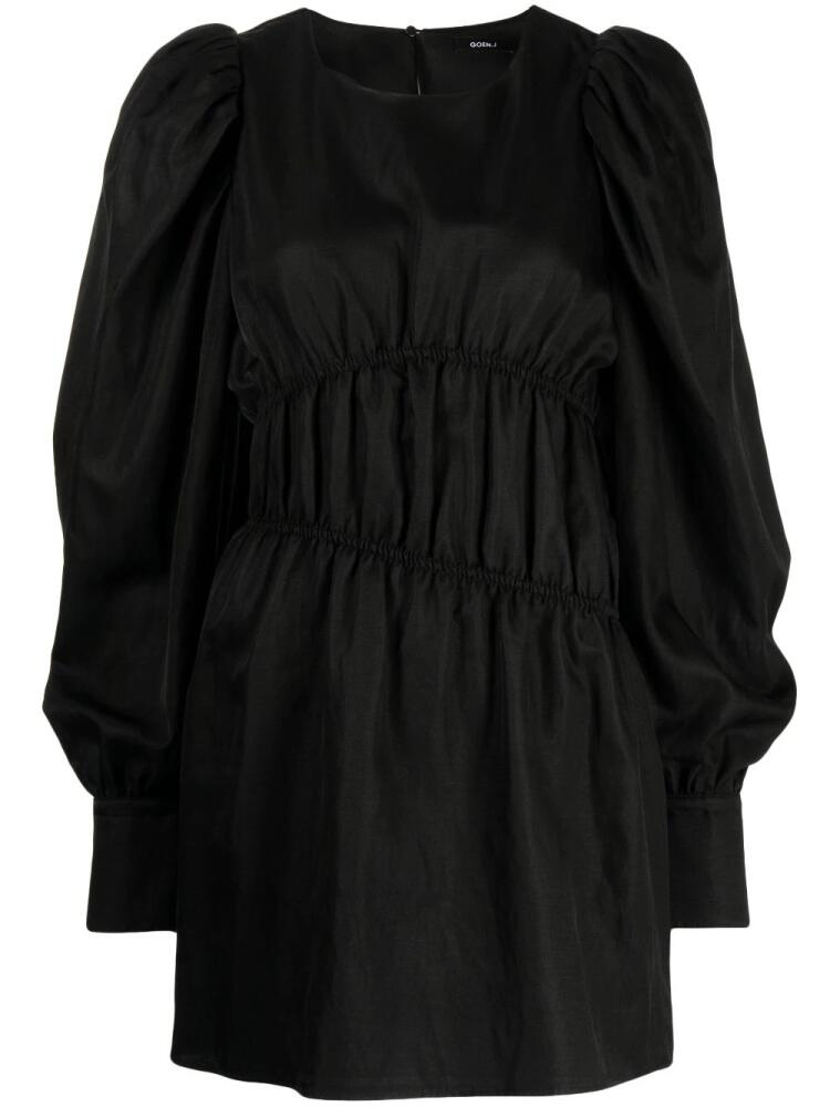 Goen.J puffed-sleeves ruched dress - Black Cover