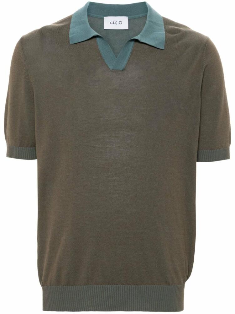 D4.0 split-neck polo shirt - Brown Cover