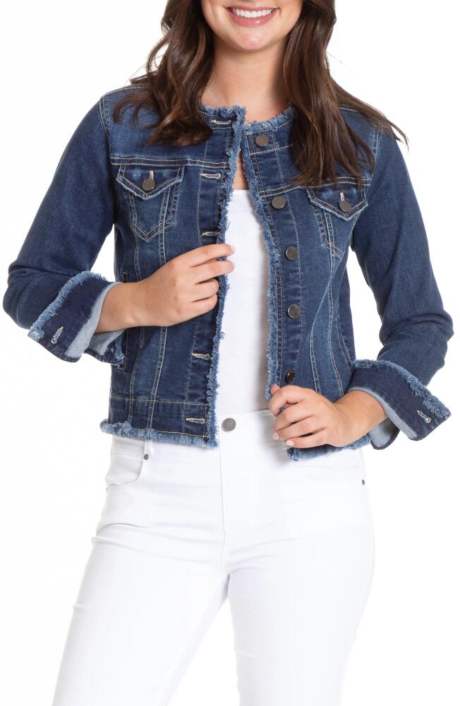 APNY Frayed Collarless Denim Jacket in Indigo Cover