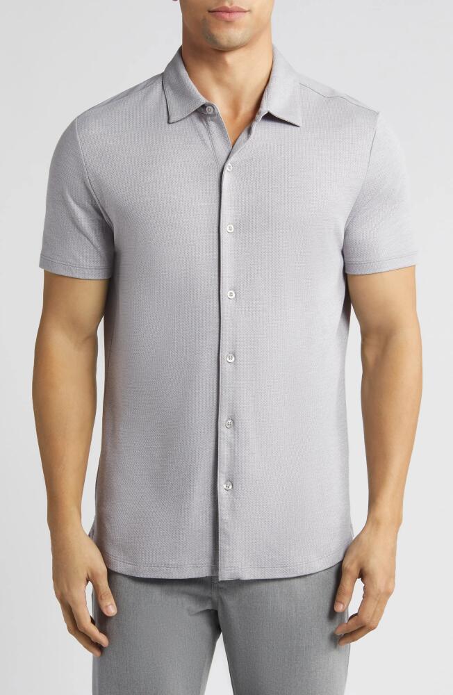 Robert Barakett Robbins Knit Short Sleeve Button-Up Shirt in Grey Cover