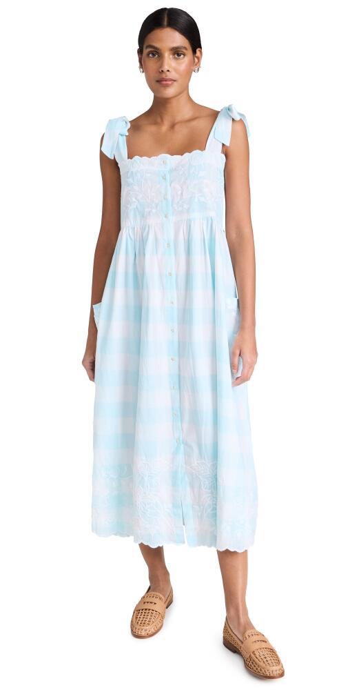 Juliet Dunn Gingham Print Tie Shoulder Dress White/Pale Blue Cover