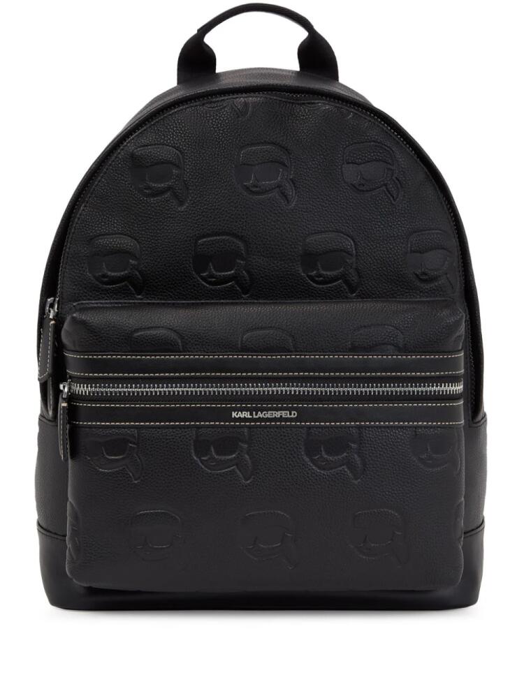 Karl Lagerfeld motif-debossed leather backpack - Black Cover