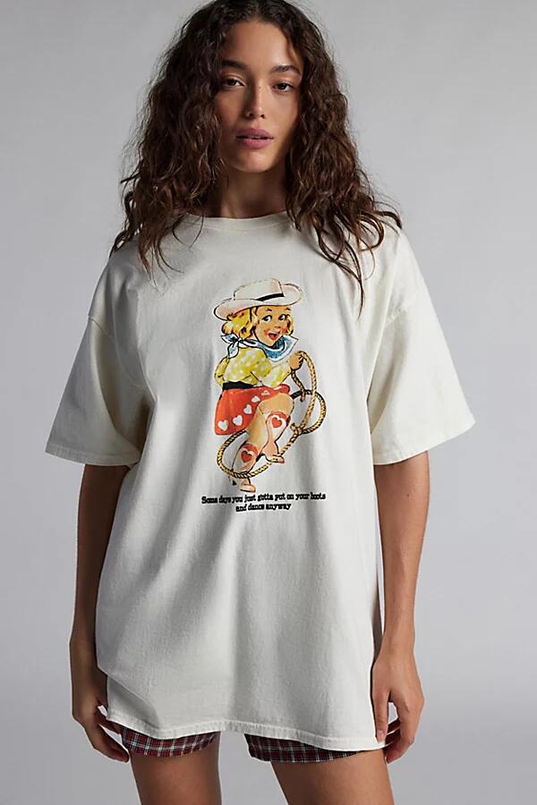 Put On Your Boots Graphic T-Shirt Dress in Beige Cover