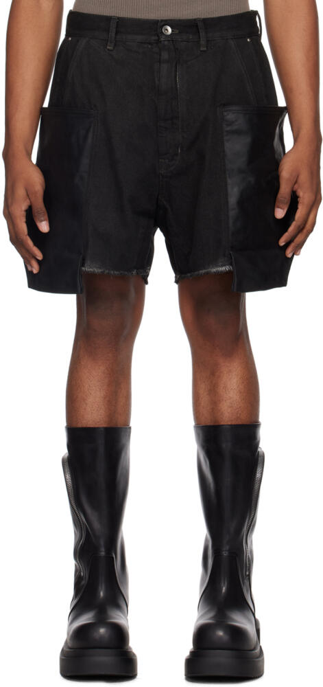 Rick Owens Gray & Black Stefan Denim Shorts Cover