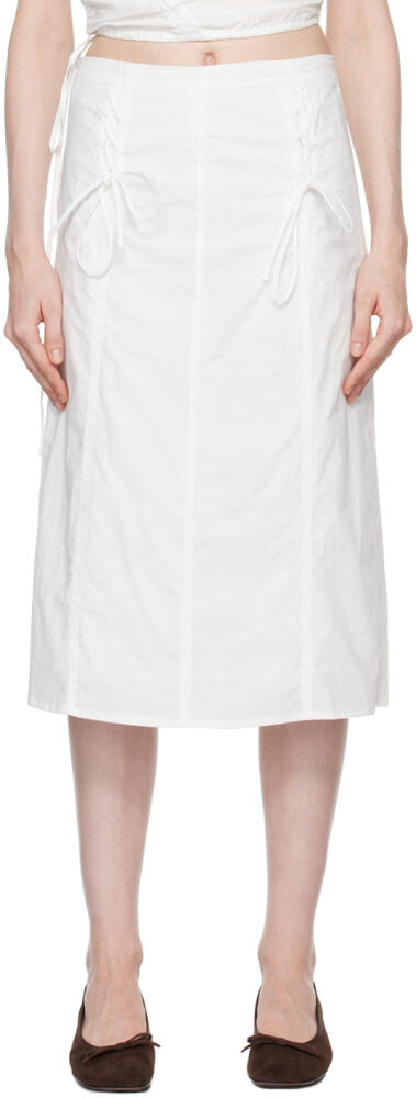 Deiji Studios White Double Lace Up Midi Skirt Cover