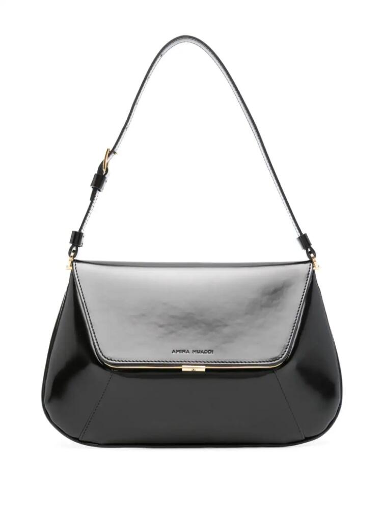 Amina Muaddi logo-debossed leather shoulder bag - Black Cover