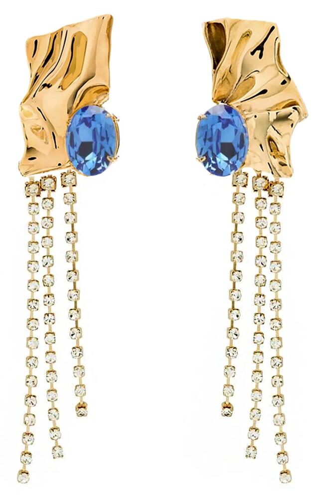 Sterling King Kiki Crystal Drop Earrings in Gold - Sapphire Cover