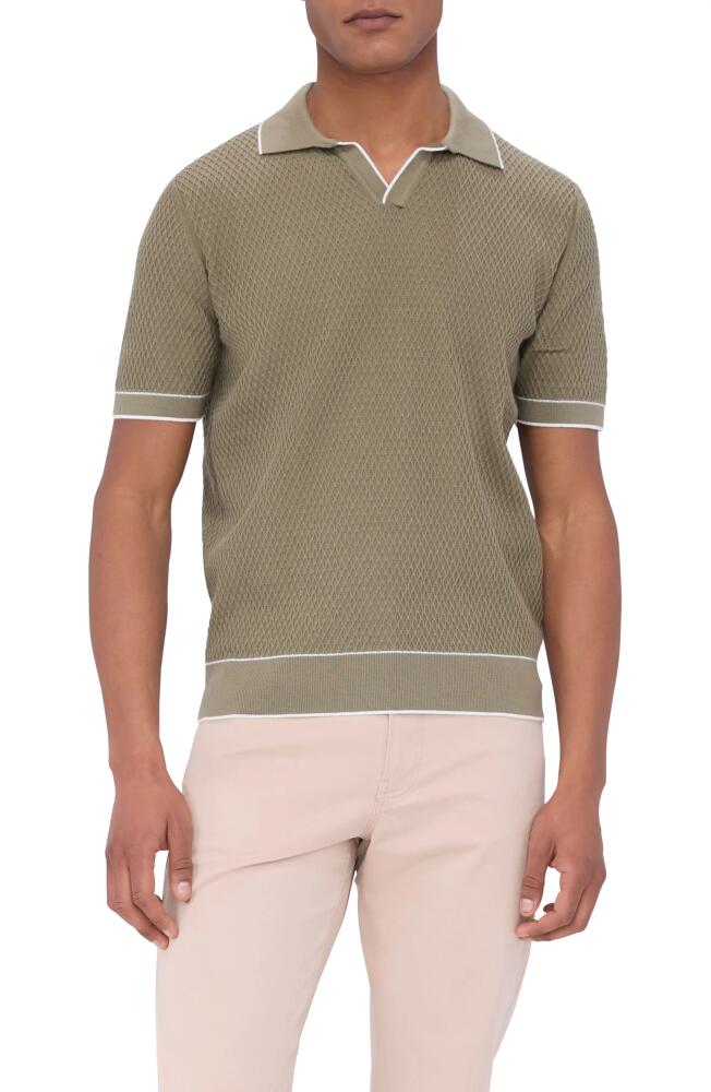 Bugatchi Tipped Johnny Collar Polo in Khaki Cover