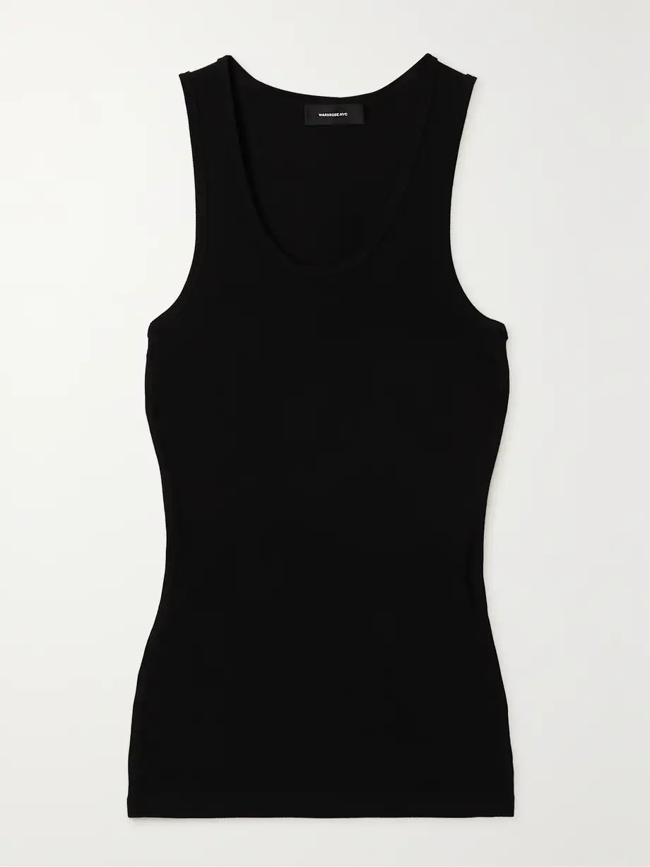 WARDROBE. NYC - Ribbed Cotton-jersey Tank - Black Cover