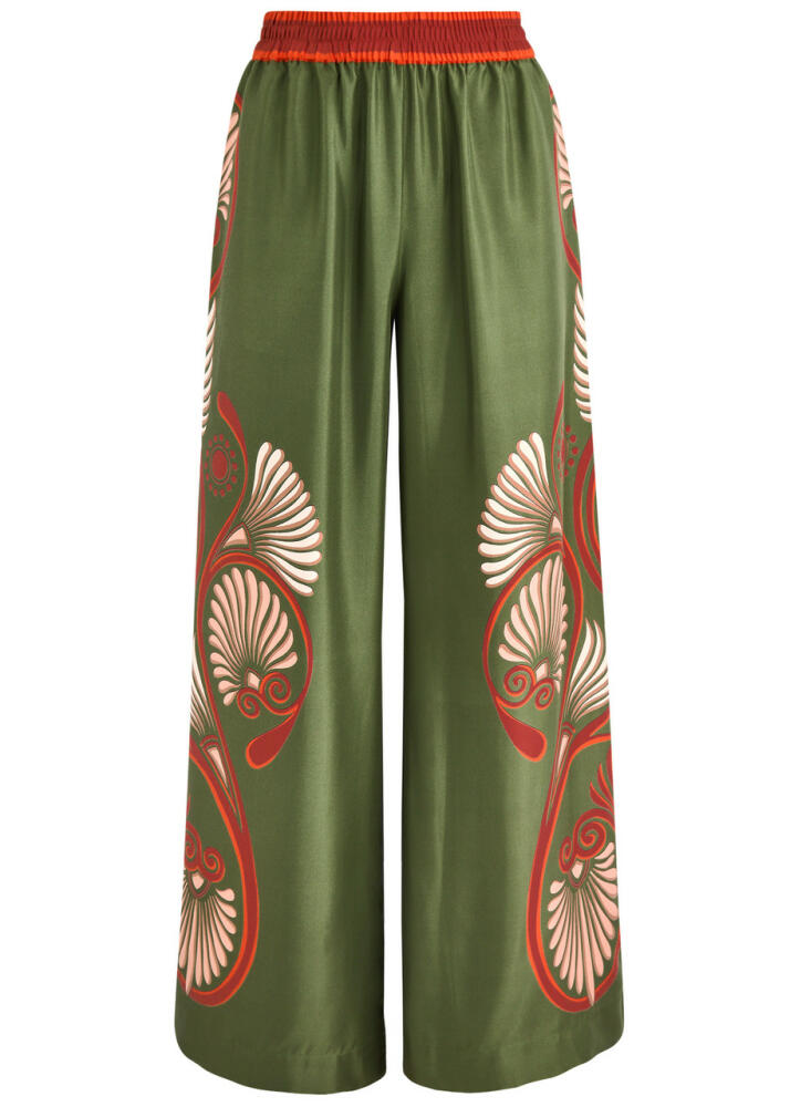 LA Double J Palazzo Printed Silk-satin Trousers - Multicoloured Cover