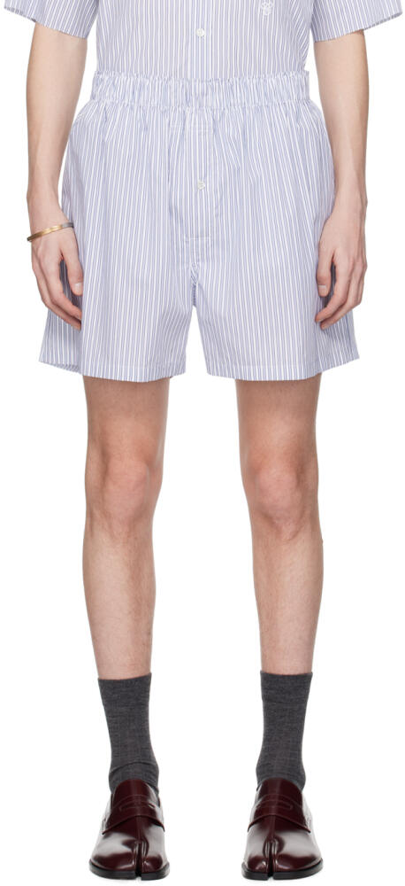 Maison Margiela Blue & White Striped Shorts Cover