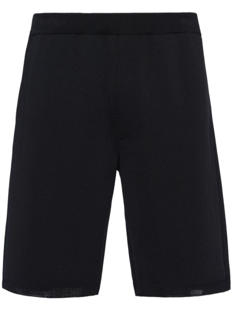 Prada logo-appliqué knitted bermuda shorts - Black Cover