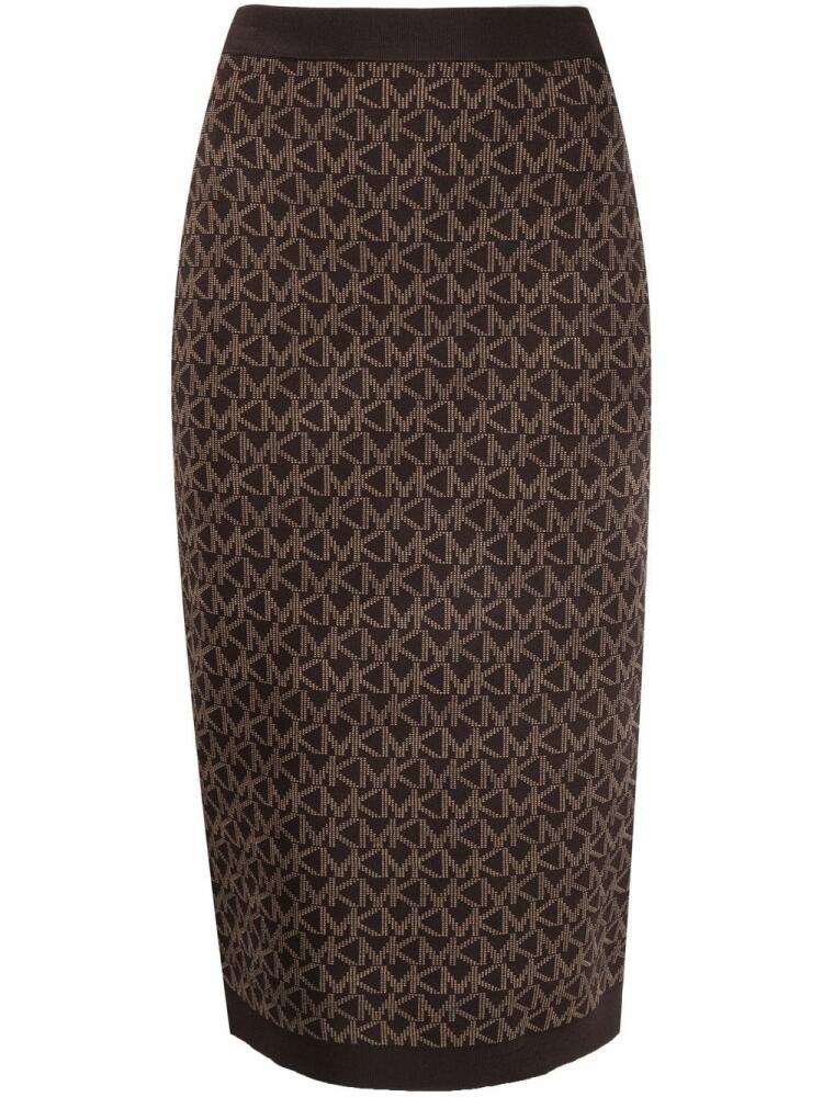 Michael Michael Kors Mega logo-jacquard midi skirt - Brown Cover