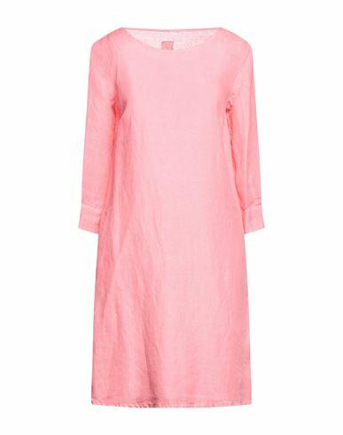 120% Lino Woman Midi dress Salmon pink Linen Cover