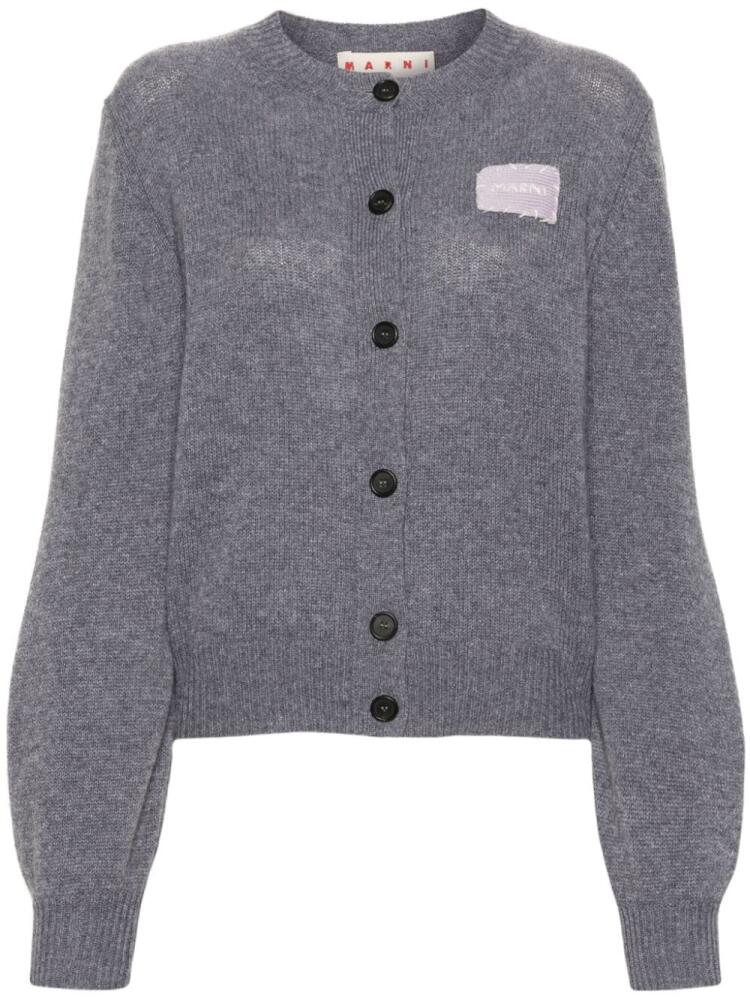 Marni logo-patch cashmere cardigan - Grey Cover