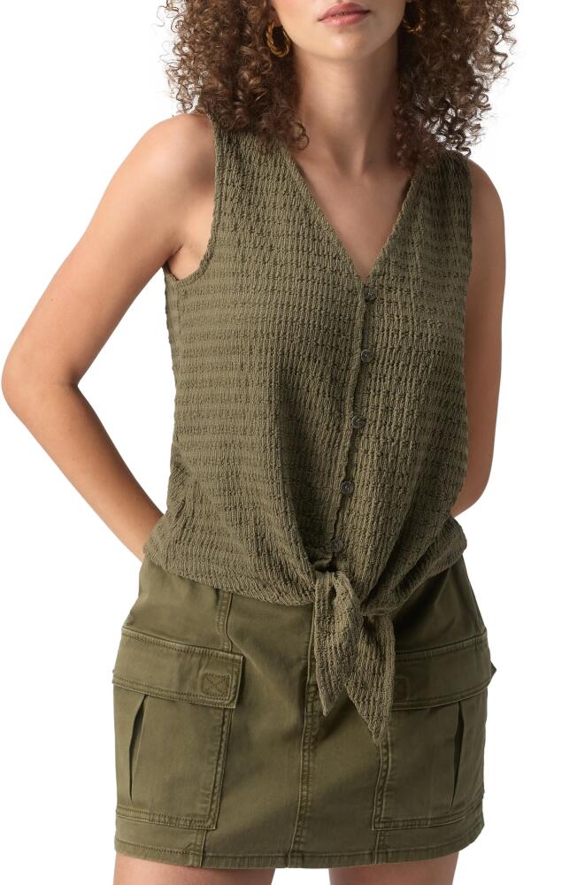 Sanctuary Link Up Crinkle Stripe Tie Hem Sleeveless Top in Burnt Oliv Cover