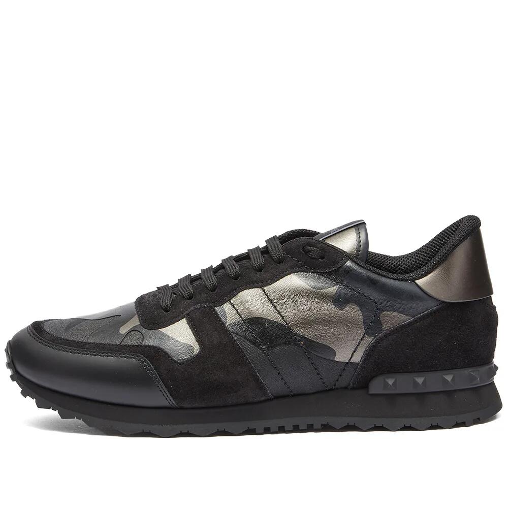 Valentino Men's Rockrunner Camo Sneakers in Black/Dark Ruthenium Cover