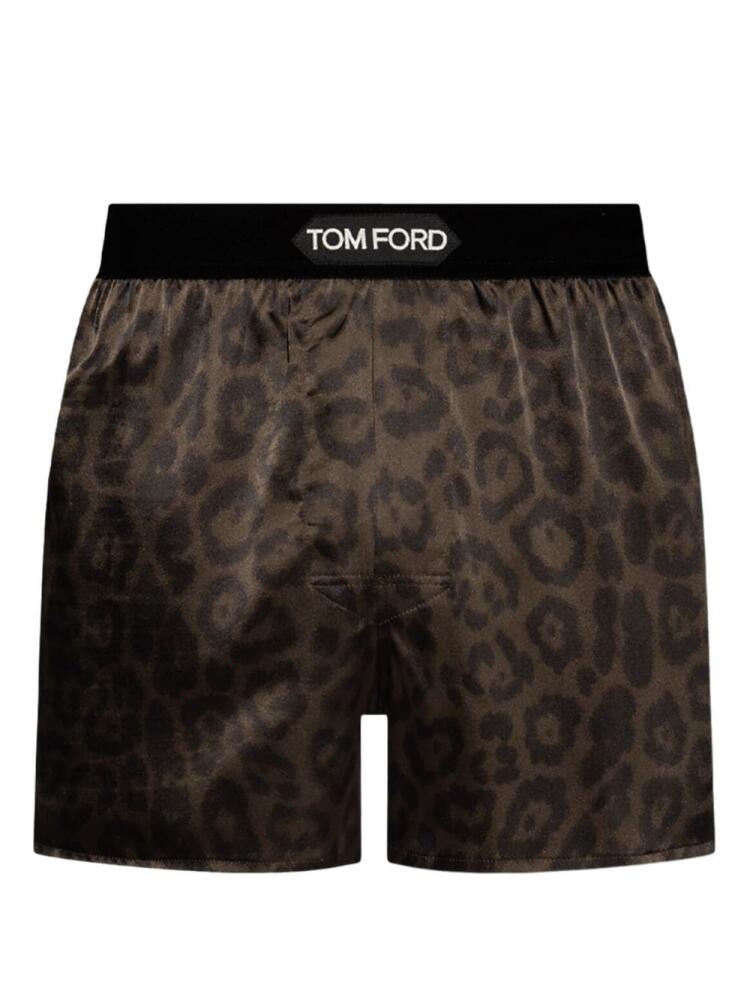 TOM FORD leopard-print logo-waistband boxers - Brown Cover