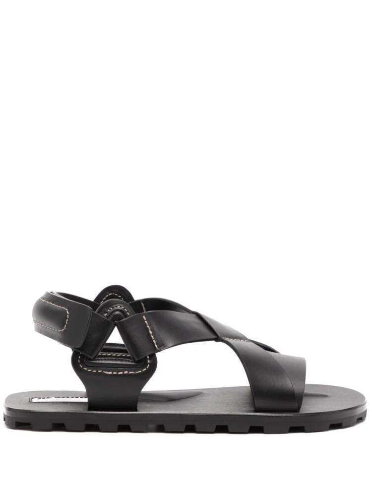 Jil Sander crossover-strap flat leather sandals - Black Cover