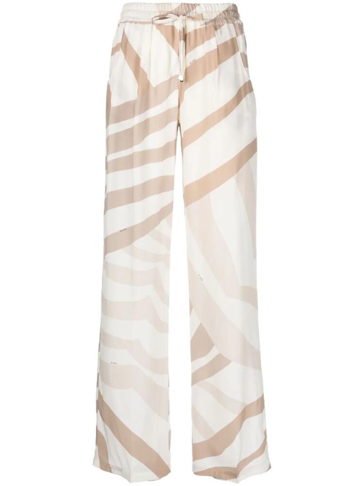 Kiton abstract-print drawstring silk trousers - Neutrals Cover