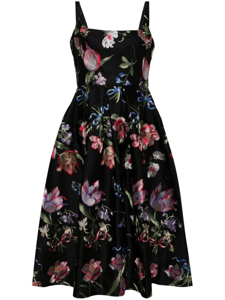 Marchesa Notte Alex floral midi dress - Black Cover