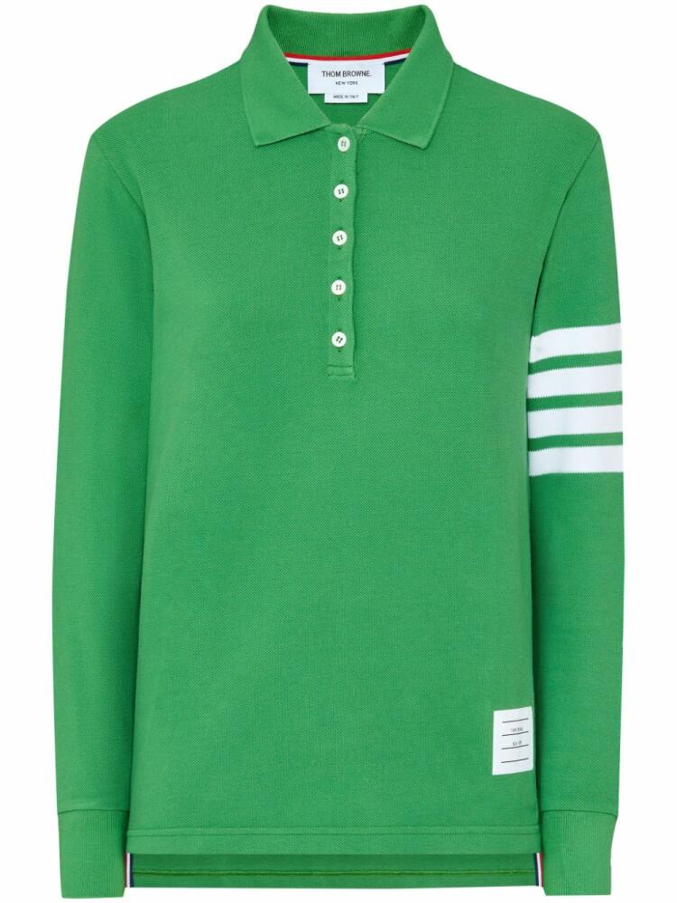 Thom Browne 4-Bar long-sleeved polo top - Green Cover